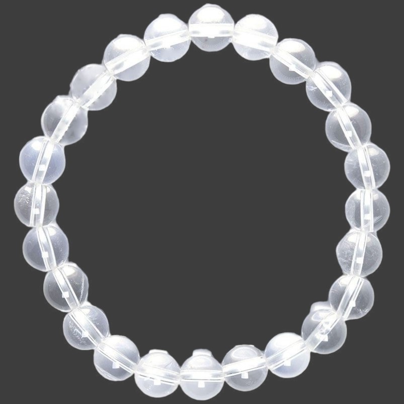 rose-quartz (12) Clear Quartz Bracelet - 8 mm - Image 1