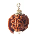 Natural Ganesh Mukhi Nepal Rudraksha Pendant in Pure Silver (Bead Size:17-19 MM)