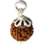 Natural 3 Mukhi Nepal Rudraksha Pendant in Pure Silver (Bead Size: 14-17 MM)